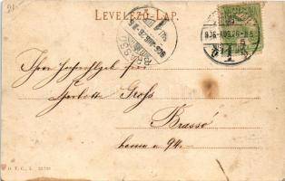 1906 Temesvár, Timisoara; Gyárváros, Andrássy út, villamos / Fabric, street, tram (szakadások / tear...