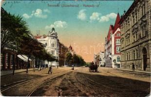 1914 Temesvár, Timisoara; Józsefváros, Hunyady út, villamossín. Feder R. Ferenc kiadása / Iosefin, street, tram tracks (EK)