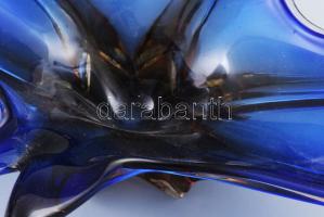 Murano "Splash" kínáló, anyagában színezett üveg, cca 1960, jelzés nélkül, lepattanással, ...