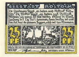 Német Birodalom / Weimari Köztársaság / Rostock 1922. 10Pf + 25Pf + 50Pf 3 klf db, teljes sor T:I