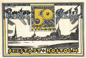 Német Birodalom / Weimari Köztársaság / Rostock 1922. 10Pf + 25Pf + 50Pf 3 klf db, teljes sor T:I