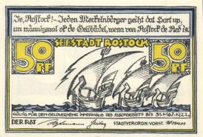 Német Birodalom / Weimari Köztársaság / Rostock 1922. 10Pf + 25Pf + 50Pf 3 klf db, teljes sor T:I