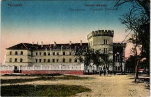 Temesvár, Timisoara; Hunyadi várkastély. Vasúti levelezőlapárusítás 1918. / castle (ragasztónyom / gluemark)