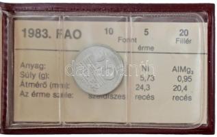 1983. 20f Al + 5Ft Ni + 10Ft Ni "FAO" sor, eredeti műbőr tokban, tanúsítvánnyal T:UNC 
Ad...