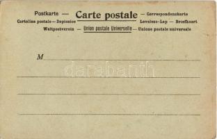 La Poste en Roumaine. Photocol Wien / Romanian post, flag and stamp, folklore. Art Nouveau litho (EK...