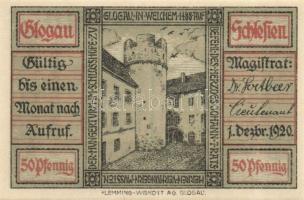 Német Birodalom / Weimari Köztársaság / Glogau 1920. 10Pf + 25Pf + 50Pf + 75Pf + 1M 5 klf db, teljes...