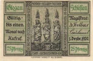 Német Birodalom / Weimari Köztársaság / Glogau 1920. 10Pf + 25Pf + 50Pf + 75Pf + 1M 5 klf db, teljes...