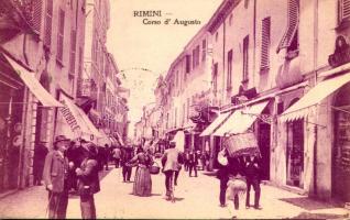 1912 Rimini, Corso d&#039;Augusto / street view, shops (EK)