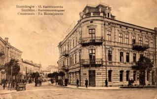 Ivano-Frankivsk, Stanislawów, Stanislau; Ul. Kazimierzowska / Kazimierzowskagasse / street view, hotel and café (fl)