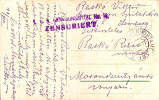 1917 Lviv, Lwów, Lemberg; Rynek / Markt / market + "K.u.K. GARNISONSSPITAL No. 14. ZENSURIERT&q...