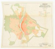 1946 Budapest városfejlesztési programja - Területfelhasználási terv (1. sz. melléklet), 1 : 50.000, Bp., Polgármesteri III. (Városrendezési és magánépítési) ügyosztály, kisebb lapszéli szakadással, javított, 41x50 cm