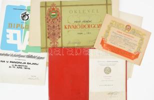 Szocreál oklevél tétel, 28 db, vegyes állapotban