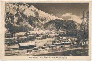 1913 Pontresina, mit Bahnhof und Piz Languard / railway station, train (EK)