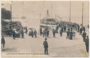 1907 Zürich, Zurich; Abfahrt eines Vergnügungsdampfer / steamship (b)