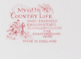 Myotts Country Life 6 darab lapos tányér. Jelzett, kis kopással, d: 25,5 cm