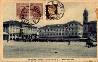 1930 Biella, Piazza Quintino Sella, Teatro Sociale / square, theatre (EB)