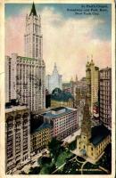 1924 New York City, St. Pauls Chapel, Broadway and Park Row (Rb)