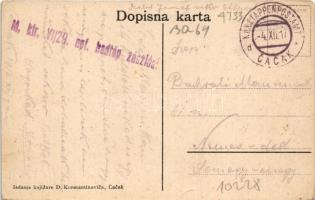1917 Cacak, Glavna ulica / main street, pharmacy, Hotel Russia, shops (EK) + "M. kir. VI/29. np...