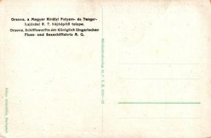Orsova, Magyar Királyi Folyam- és Tengerhajózási Rt. hajóépítő telepe, hajógyár. MFTR Művészlevelező...