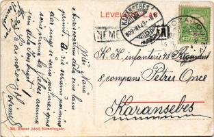 1909 Boksánbánya, Németbogsán, Deutsch-Bogsan, Bocsa Montana; tájlép vasúti sínnel. Rosner Adolf kia...