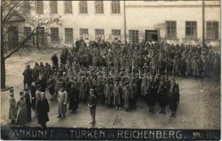 1912 Liberec, Reichenberg in Böhmen; Ankunft der Türken i. XI. 1912. / Turkish refugee soldiers who fled from the Balkan War, military barracks. Ferd. Stracke photo (EK)