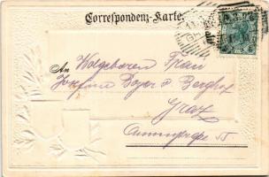 1902 Bolzano, Bozan (Südtirol); Walterplatz. Passepartoutkarte / square. Art Nouveau floral embossed...