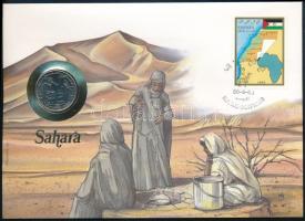 Szaharai Arab Demokratikus Köztársaság (Nyugat-Szahara) 1990. 50p Cu-Ni felbélyegzett borítékban, bélyegzéssel, német nyelvű leírással T:UNC Sharawi Arab Democratic Republic (Western Sahara) 1990. 50 Pesetas Cu-Ni in envelope with stamp and cancellation, with German language description C:UNC