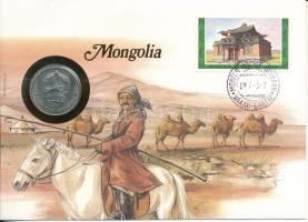 Mongólia 1981. 50M Cu-Ni felbélyegzett borítékban, bélyegzéssel, német nyelvű leírással T:UNC  Mongolia 1981. 50 Möngö Cu-Ni in envelope with stamp, cancellation and a prospectus in german C:UNC