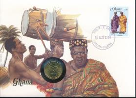 Ghána 1984. 5c Cu felbélyegzett borítékban, bélyegzéssel, német nyelvű tájékoztatóval T:UNC  Ghana 1984. 5 Cedis Cu in envelope with stamp, cancellation and a prospectus in german C:UNC