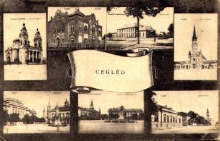 1923 Cegléd, Református templom, zsinagóga, Huszárlaktanya, kórház épület, Evangélikus templom, Kossuth tér, Árpád tér, Kossuth szobor, Jászberényi utca (EB)