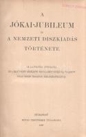 A Jókai-jubileum és a nemzeti díszkiadás története. Az előfizetők névsorával és a száz kötet részletes tartalomjegyzékével, valamint Jókai összes írásainak bibliographiájával. Budapest, 1898. Révai Testvérek (Franklin-Társulat ny.) [4] + 251 + [1] p. Jókai Mór írói működésének félszázados jubileuma alkalmából született meg az a gondolat, hogy a nemzet elbeszélője írói pályája díszművek kiadásával ünnepelhető meg igazán. Az 1843-ban indult írói pálya megkoronázásaként a Révai Testvérek Kiadó 1894-1898 között adta ki Jókai életművét, e Nemzeti díszkiadásként is ismert sorozat záró, 100. kötete pedig a díszkiadás történetét beszéli el, előfizetői névsorokkal, illetve Jókai Mór néhány önéletrajzi elbeszélésével kiegészítve. A címoldalon régi tulajdonosi bélyegzés. (Jókai Mór összes művei - Nemzeti kiadás. C. kötet.) Szüry 2238. Tezla 1539. Aranyozott gerincű, festett kiadói egészvászon kötésben (Gottermayer Nándor, Budapest), márványmintás festésű lapszélekkel. Szép példány.