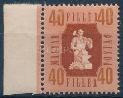 1946 Forint-fillér ívszéli 40f, a bal felső értékszámban a "0" hiányos