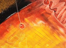 Olvashatatlan jelzéssel (Saly Németh László?): Gondolkodó. Olaj, karton. Fakeretben. 60x40 cm