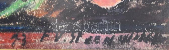 Olvashatatlan jelzéssel: Pihenők, Beszélgetők. 2 darab kép, pasztell, farost, üvegezett fakeretben, ...