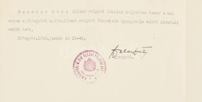 1939-1940 Bp., Hóman Bálint (1885-1951) miniszter autográf aláírásával ellátott kinevezési okmány, f...