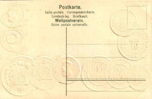 Brasilien. Münzenkarte und Nationalflagge / Brazilian set of coins, currency exchange chart and flag...