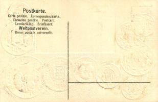 Portugal. Münzenkarte und Nationalflagge / Portuguese set of coins, currency exchange chart and flag...