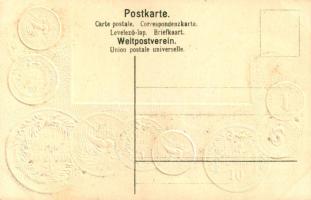 Deutsch-Neuguinea. Münzenkarte und Nationalflagge / German New Guinea - set of coins, currency excha...