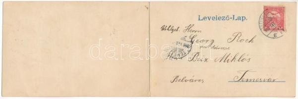 1908 Fehértemplom, Ung. Weisskirchen, Bela Crkva; Kuhn Peter kiadása - 2-részes kinyitható panorámal...