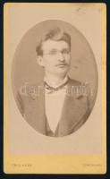 cca 1870 Langer Gyula portréja, dombornyomott keményhátú fotó Fridloin Hess temesvári fényképész műterméből, 10,5x6 cm / Timisoara, vintage photo from the studio of Fridolin Hess, 10,5x6 cm