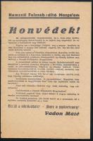 1944 ,,Honvédek! [...] Halál a vörösökre! - Harc a győzelemig!, a Nemzeti Felszabadító Mozgalom II. világháborús röplapja, 22,5x15 cm