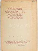 Szolnok városképi és műemléki vizsgálata. Bp., 1951, Múzeumok és Műemlékek Országos Központja, 1+3+5+1+2+9+1+6+3+1+6+2+2 p. Kiadói papírkötés, foltos borítóval, a gerincen apró sérülésekkel, az elülső borítón bejegyzéssel.