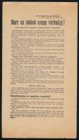 1944 ,,Mottó: Inkább hős egy pillanatig, mint rabszolga egy életen át. Harc az utolsó csepp vérünkig!", II. világháborús nyilas röplap, kétoldalas, apró lapszéli szakadásokkal, 25,5x14 cm