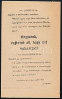 1944 ,,Magyarok! [...] Tőletek függ a jövő!", a szövetséges repülők által terjesztett II. világháborús röplap, 20,5x12,5 cm