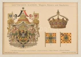 2 darab német nyomat, a Német Császárság címerének, koronájának, zászlajának, illetve a kelet-afrika...