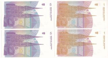 Horvátország 1991. 1D (2x) sorszámkövetők + 5D (2x) sorszámkövetők T:UNC
Croatia 1991. 1 Dinar (2x)...