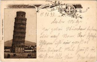 1897 (Vorläufer) Pisa, Souvenir de Pise, torre pendente / Leaning Tower. Cartoleria Pizzanelli Art Nouveau, floral, litho (EK)