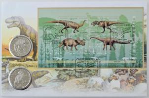 Eritrea 1993. 1$ Cu-Ni "Preserve Planet Earth - Triceratops" + Bosznia-Hercegovina 1993. 500D Cu-Ni "Preserve Planet Earth - Tyrannosaurus Rex" nagyalakú érmés borítékban, bélyeg blokkal T:UNC