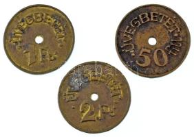 1972. 50f + 1Ft + 2Ft "Fogyasztási Szövetkezet Kiskunhalas" bronz üvegbetétjegy T:XF