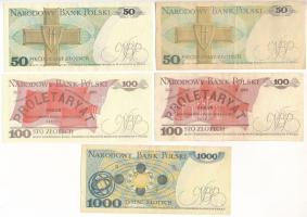 Lengyelország 1976-1986. 100Zl (2xklf) + 1982. 1000Zl + 1986-1988. 50Zl (2xklf) T:AU-F az egyiken tű...